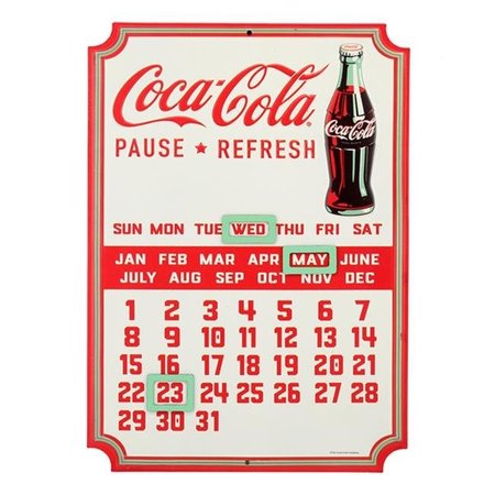 COCA-COLA Coca-Cola 90167298-S Calendar Embossed Sign with Magnets 90167298-S
